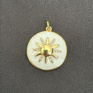 Enamel North Star Charm Pendant Gold CZ White Sunflower